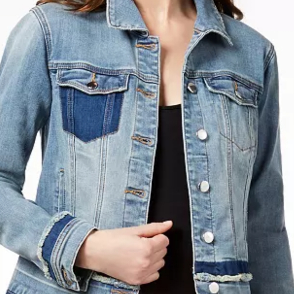 INC INTERNATIONAL CONCPTS FREYED DENIM JACKET